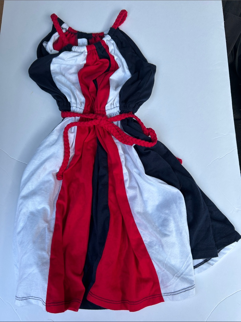 Children’s Place Girls' Red, White & Black Striped Rope-Waist Dress